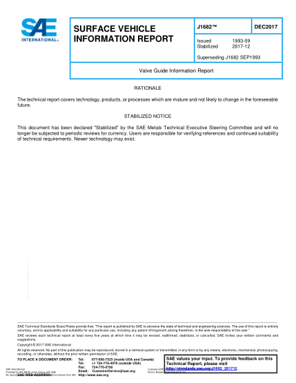 SAE J1682-2017  Valve Guide Information Report