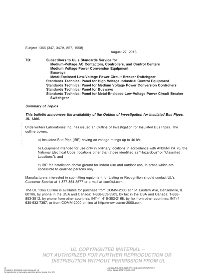 UL 347 BULLETIN/2-2018  UL Standard for Safety Medium-Voltage AC Contactors, Controllers, and Control Centers