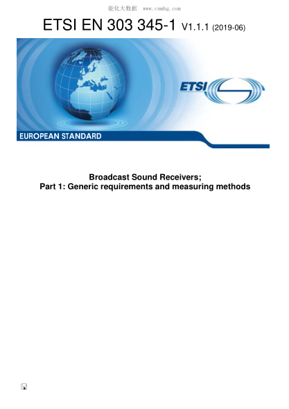 ETSI EN 303 345-1-2019  Broadcast Sound Receivers; Part 1: Generic Requirements And Measuring Methods