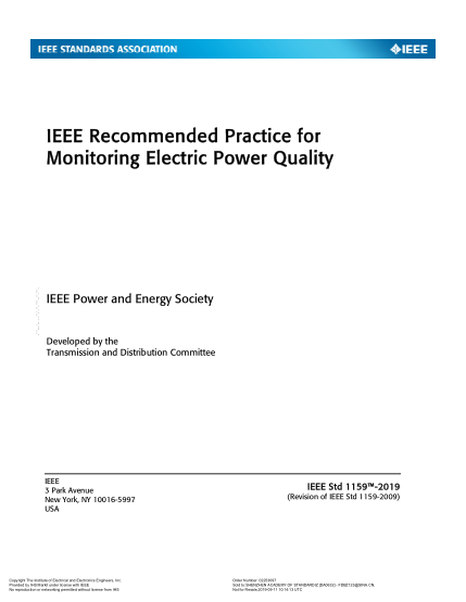 IEEE 1159-2019  Recommended practice for monitoring electric power quality