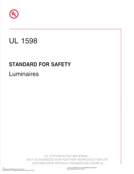 UL 1598-2018  UL Standard For Safety Luminaires (Fourth Edition)